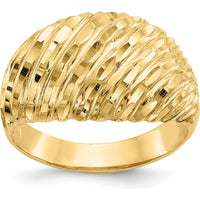 14K Yellow Gold Polished Diamond-Cut Domed Band Ring by Oro Pregiato