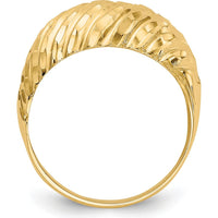 14K Yellow Gold Polished Diamond-Cut Domed Band Ring by Oro Pregiato