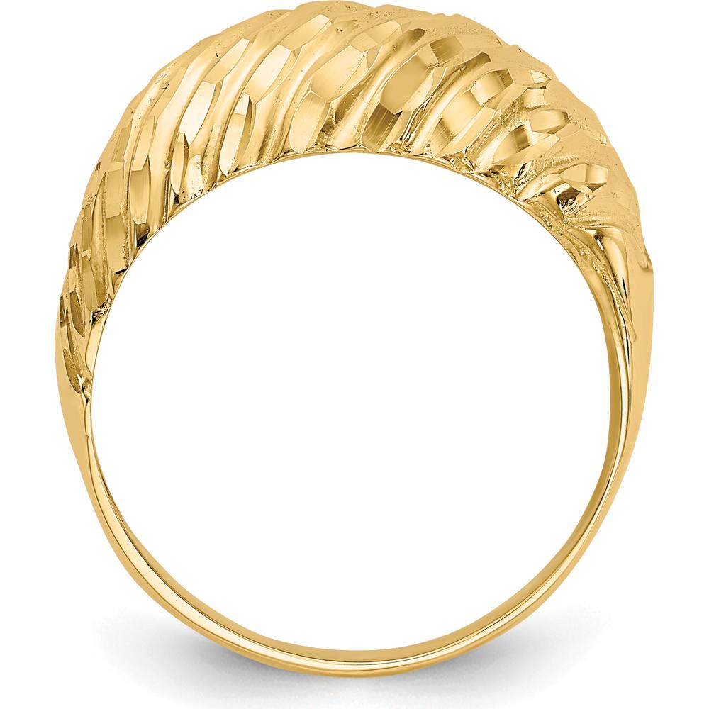 14K Yellow Gold Polished Diamond-Cut Domed Band Ring by Oro Pregiato