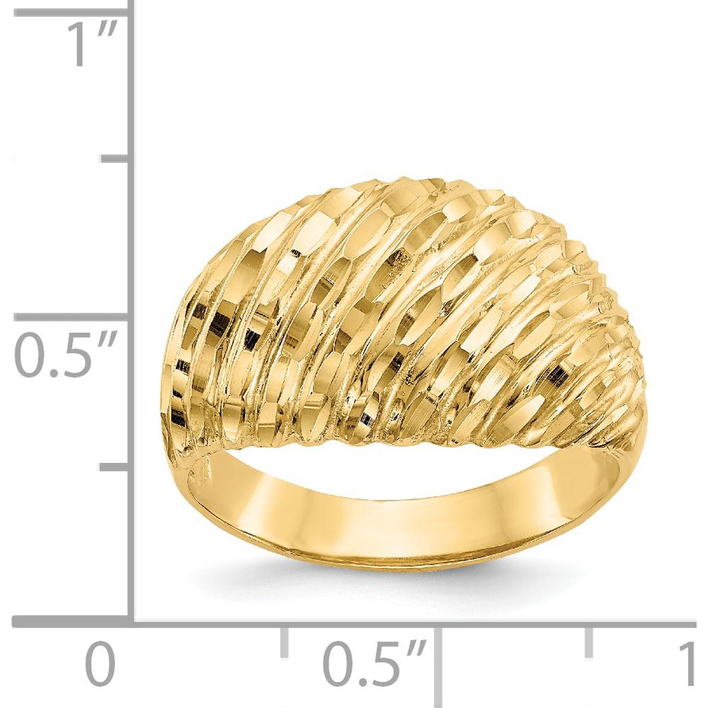 14K Yellow Gold Polished Diamond-Cut Domed Band Ring by Oro Pregiato