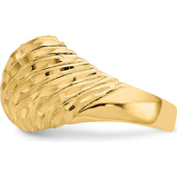 14K Yellow Gold Polished Diamond-Cut Domed Band Ring by Oro Pregiato