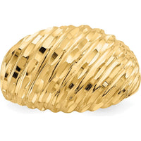 14K Yellow Gold Polished Diamond-Cut Domed Band Ring by Oro Pregiato