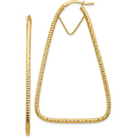 14K Yellow Gold Polished Diamond-Cut Double Triangle Hoop Earrings - 56.95mm Length, 35.08mm Width by 0