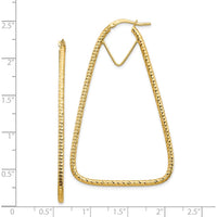 14K Yellow Gold Polished Diamond-Cut Double Triangle Hoop Earrings - 56.95mm Length, 35.08mm Width by 0
