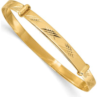 14K Yellow Gold Polished Diamond-Cut Expandable Baby Bangle by Oro Pregiato