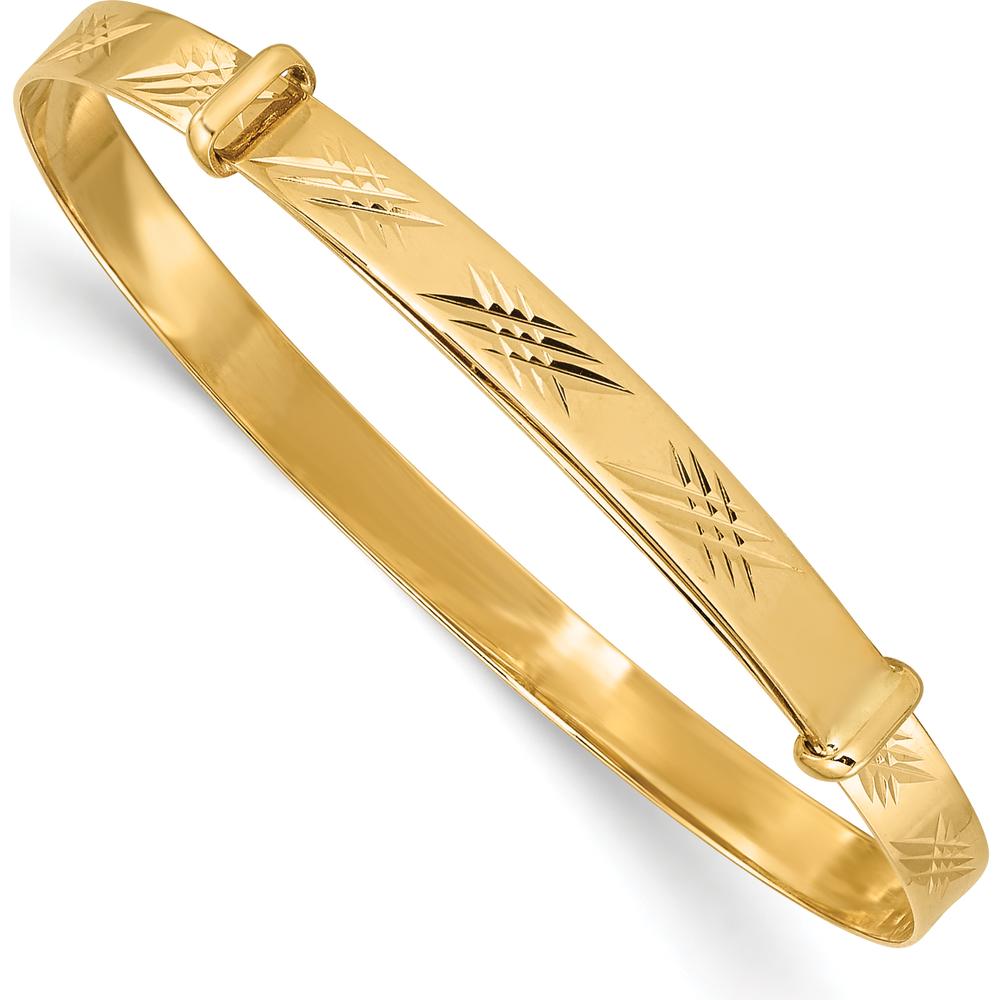 14K Yellow Gold Polished Diamond-Cut Expandable Baby Bangle by Oro Pregiato