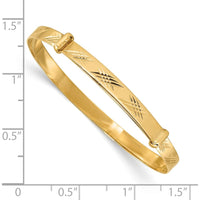 14K Yellow Gold Polished Diamond-Cut Expandable Baby Bangle by Oro Pregiato