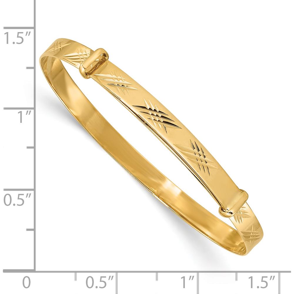 14K Yellow Gold Polished Diamond-Cut Expandable Baby Bangle by Oro Pregiato