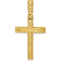 14K Yellow Gold Polished Diamond-Cut Fancy Latin Cross Pendant - 49.6mm Length by Oro Pregiato