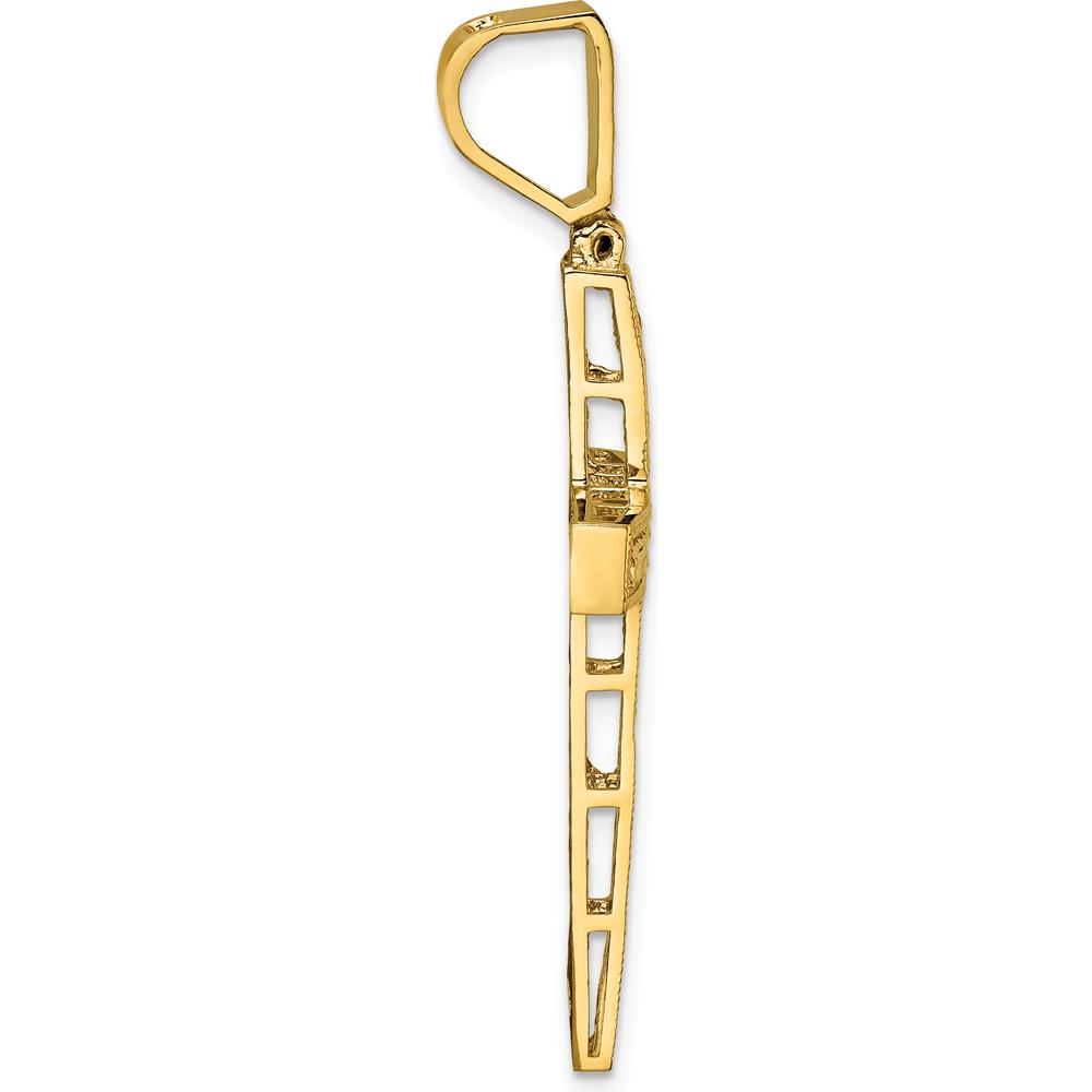 14K Yellow Gold Polished Diamond-Cut Fancy Latin Cross Pendant - 49.6mm Length by Oro Pregiato