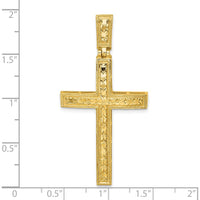 14K Yellow Gold Polished Diamond-Cut Fancy Latin Cross Pendant - 49.6mm Length by Oro Pregiato
