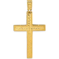 14K Yellow Gold Polished Diamond-Cut Fancy Latin Cross Pendant - 58.7mm Length by Oro Pregiato