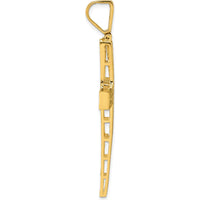 14K Yellow Gold Polished Diamond-Cut Fancy Latin Cross Pendant - 58.7mm Length by Oro Pregiato