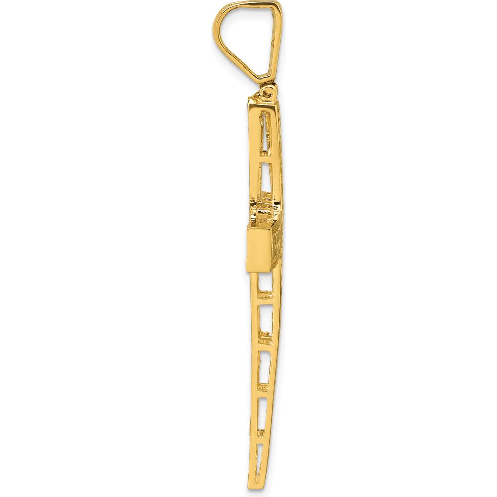 14K Yellow Gold Polished Diamond-Cut Fancy Latin Cross Pendant - 58.7mm Length by Oro Pregiato
