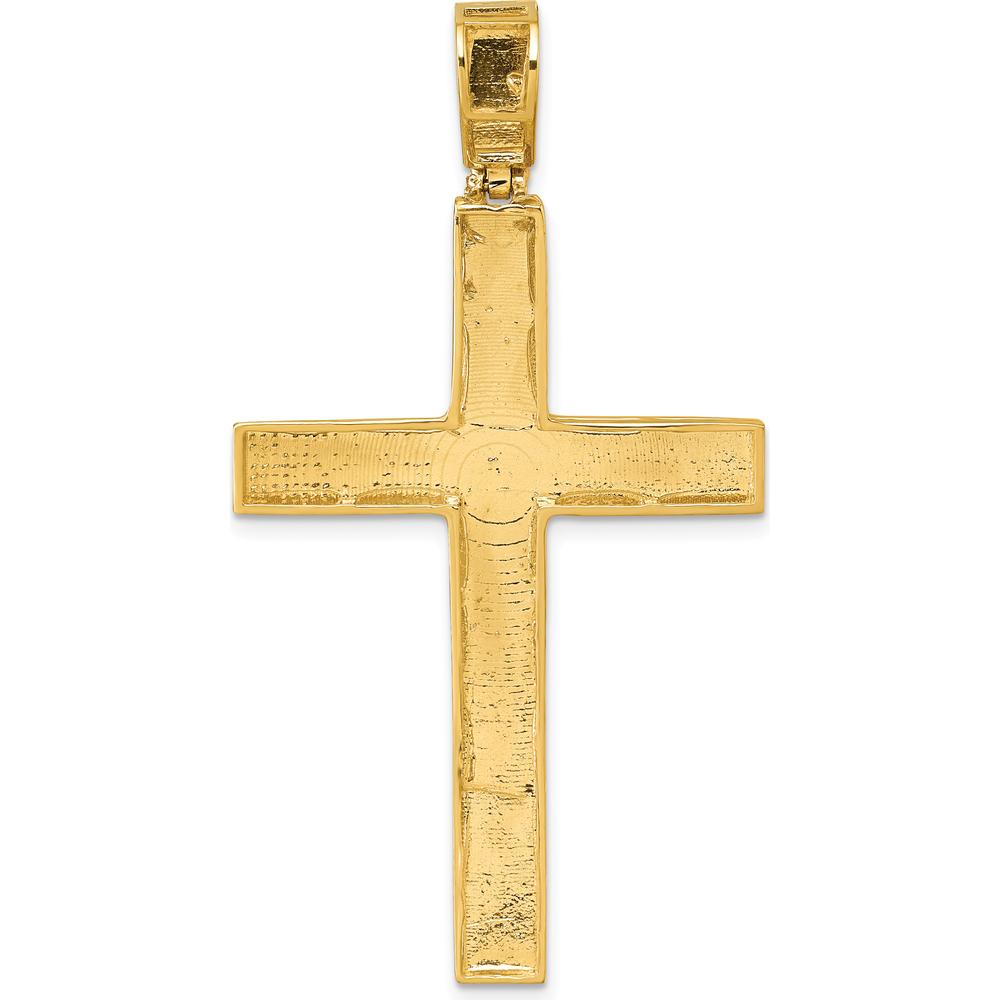 14K Yellow Gold Polished Diamond-Cut Fancy Latin Cross Pendant - 58.7mm Length by Oro Pregiato