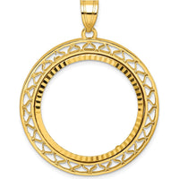 14K Yellow Gold Polished Diamond-Cut Fancy Wire Coin Bezel Pendant for 1/2 oz. American Eagle Coin by Numis Coin Jewelry