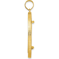 14K Yellow Gold Polished Diamond-Cut Fancy Wire Coin Bezel Pendant for 1/2 oz. American Eagle Coin by Numis Coin Jewelry