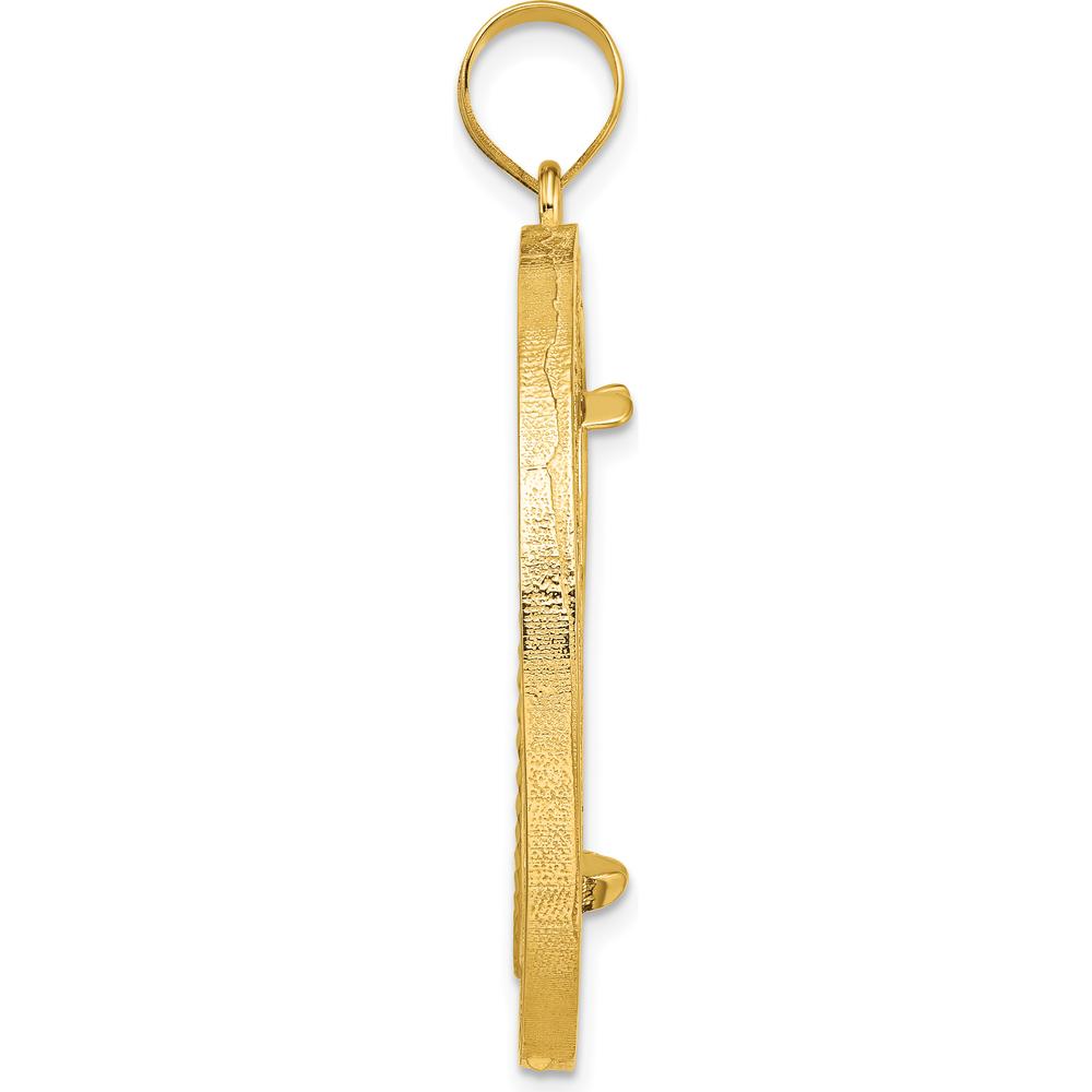 14K Yellow Gold Polished Diamond-Cut Fancy Wire Coin Bezel Pendant for 1/2 oz. American Eagle Coin by Numis Coin Jewelry