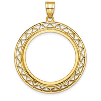14K Yellow Gold Polished Diamond-Cut Fancy Wire Coin Bezel Pendant for 1/2 oz. American Eagle Coin by Numis Coin Jewelry