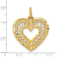 14K Yellow Gold Polished Diamond-Cut Filigree Heart Pendant by Oro Pregiato