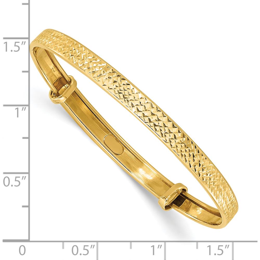 14K Yellow Gold Polished Diamond-Cut Flexible Baby Bangle by Oro Pregiato