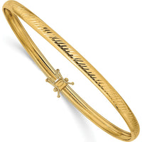 14K Yellow Gold Polished Diamond-Cut Flexible Bangle Bracelet - 4.25mm by Oro Pregiato