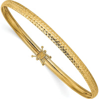 14K Yellow Gold Polished Diamond-Cut Flexible Round Bangle Bracelet - 4.25mm Width by Oro Pregiato