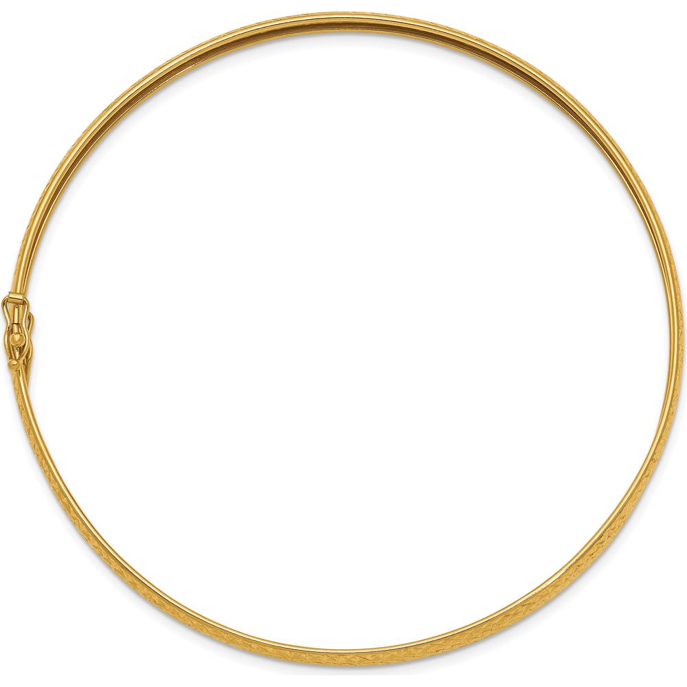 14K Yellow Gold Polished Diamond-Cut Flexible Round Bangle Bracelet - 4.25mm Width by Oro Pregiato