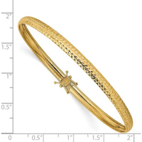 14K Yellow Gold Polished Diamond-Cut Flexible Round Bangle Bracelet - 4.25mm Width by Oro Pregiato
