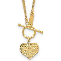 14K Yellow Gold Polished Diamond-cut Heart Pendant Necklace with 3-Strand Cable Chain - 18" Length by 0