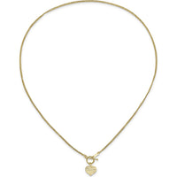 14K Yellow Gold Polished Diamond-cut Heart Pendant Necklace with 3-Strand Cable Chain - 18" Length by 0