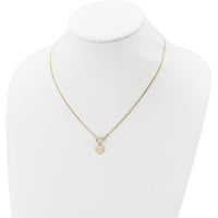 14K Yellow Gold Polished Diamond-cut Heart Pendant Necklace with 3-Strand Cable Chain - 18" Length by 0