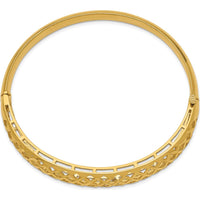 14K Yellow Gold Polished Diamond-Cut Hinged Oval Bangle Bracelet - 6.25-12.5mm Width by Oro Pregiato