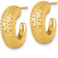 14K Yellow Gold Polished Diamond-Cut Hollow C-Hoop Post Earrings - 17.8mm by 0