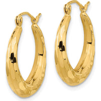 14K Yellow Gold Polished Diamond-Cut Hoop Earrings - 22.73mm Length by 0