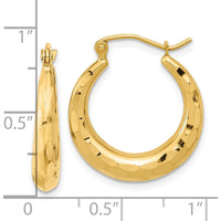 14K Yellow Gold Polished Diamond-Cut Hoop Earrings - 22.73mm Length by 0