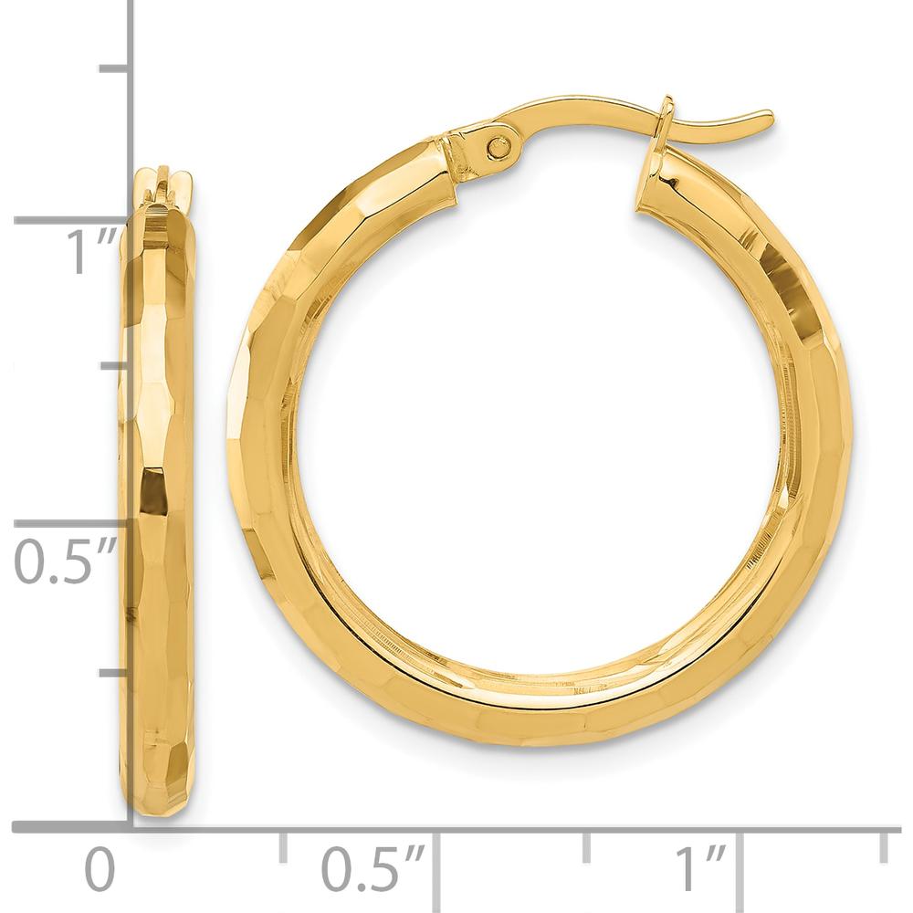 14K Yellow Gold Polished Diamond-Cut Hoop Earrings - 27.75mm by 0