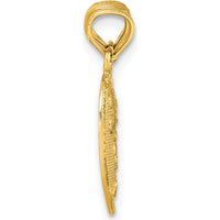 14K Yellow Gold Polished Diamond-Cut "I Love You" Break-Apart Heart Pendant by Oro Pregiato