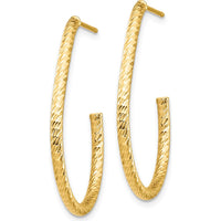 14K Yellow Gold Polished Diamond-Cut J-Hoop Dangle Earrings - 30.6mm Length by 0