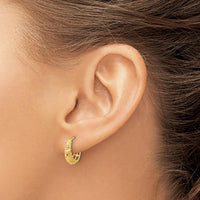 14K Yellow Gold Polished Diamond-Cut Large Hoop Earrings - 13.7mm Length, 5mm Thickness by 0