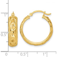 14K Yellow Gold Polished Diamond-Cut Large Hoop Earrings - 23mm Length by 0