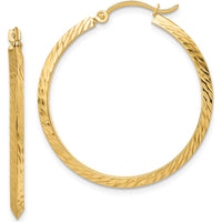 14K Yellow Gold Polished Diamond-Cut Large Hoop Earrings - 33mm by 0