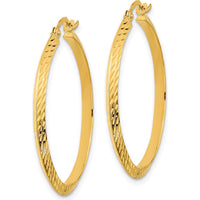 14K Yellow Gold Polished Diamond-Cut Large Hoop Earrings - 33mm by 0