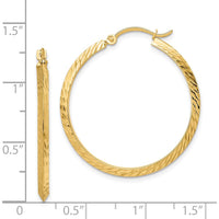 14K Yellow Gold Polished Diamond-Cut Large Hoop Earrings - 33mm by 0