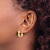 14K Yellow Gold Polished Diamond Cut Large Hoop Earrings - 4mm Thickness by 0