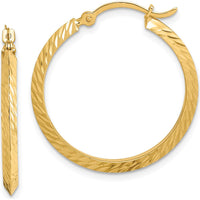 14K Yellow Gold Polished Diamond-Cut Large Hoop Earrings by 0