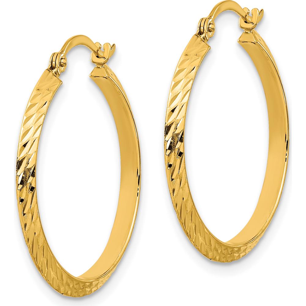 14K Yellow Gold Polished Diamond-Cut Large Hoop Earrings by 0