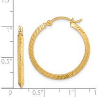 14K Yellow Gold Polished Diamond-Cut Large Hoop Earrings by 0