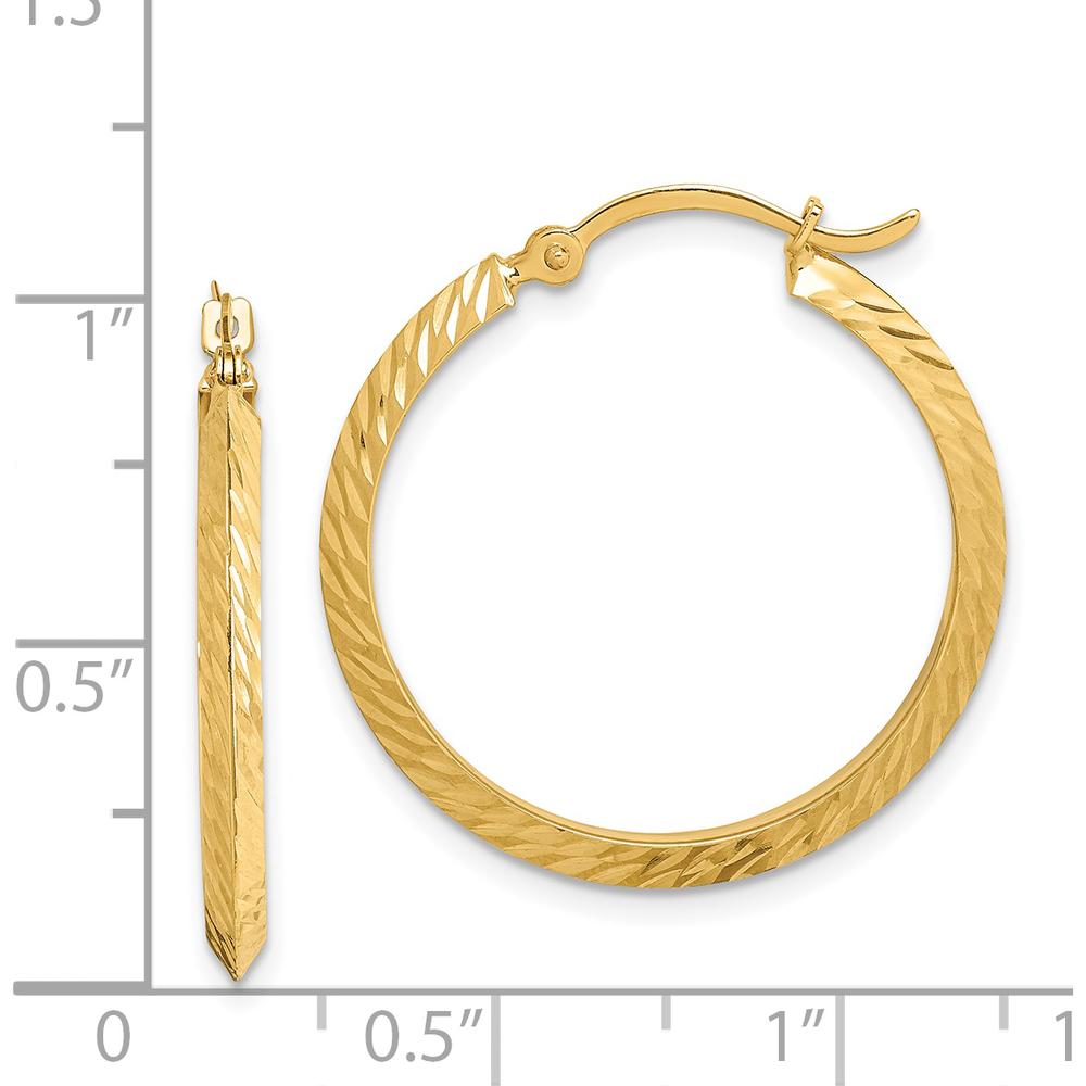14K Yellow Gold Polished Diamond-Cut Large Hoop Earrings by 0