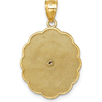 14K Yellow Gold Polished Diamond-Cut Nuestra Sra. de Guadalupe Oval Pendant by Oro Pregiato